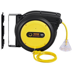 Conversions Tech Default 65FT 12AWG/3C SJTOW Retractable Extension Cord Reel Power Cord Reel for Convenient Use