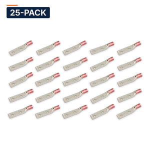 8 AWG Copper Compression Lug, 2-Hole, Standard Barrel, 1/4 in Stud, Tin Plated