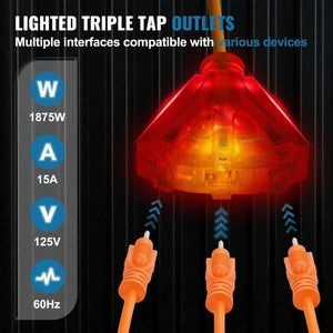 Conversions Tech Default 80FT 12AWG/3C SJTOW Retractable Extension Cord Reel Power Cord Reel for Convenient Use