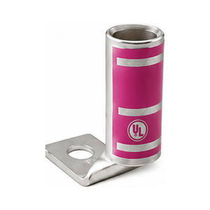 Conversions Tech Electrical > Connectors > Compression Lugs 90° Flag Compression Lug 1/0 AWG, 3/8" Stud | Short Barrel, Tin-Plated Copper, UL 486A/B | CT-SB1-0-38-90