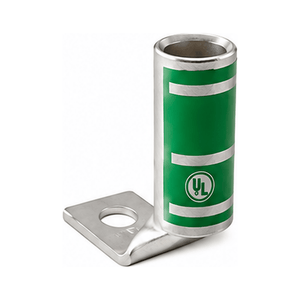 Conversions Tech Electrical > Connectors > Compression Lugs 90° Flag Compression Lug 1 AWG, 1/4" Stud | Long Barrel, Tin-Plated Copper, UL 486A/B | CT-LB1-14-90