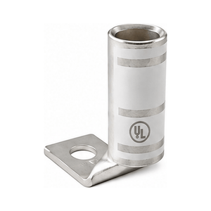 Conversions Tech Electrical > Connectors > Compression Lugs 90° Flag Compression Lug 3 AWG, 1/4" Stud | Long Barrel, Tin-Plated Copper, UL 486A/B | CT-LB3-14-90