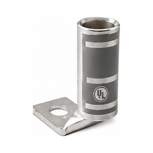 Conversions Tech Electrical > Connectors > Compression Lugs 90° Flag Compression Lug 4 AWG, 3/8" Stud | Long Barrel, Tin-Plated Copper, UL 486A/B | CT-LB4-38-90