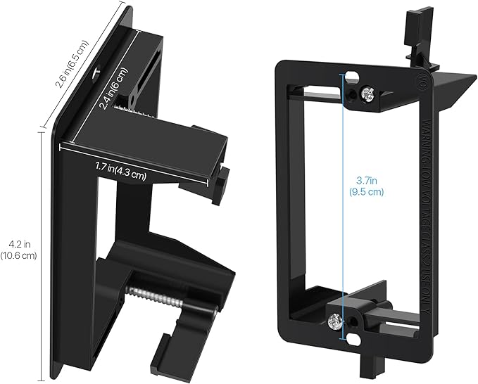 AV Wall Plate | Low Voltage Bracket | 1 Gang, Black  Easy Install