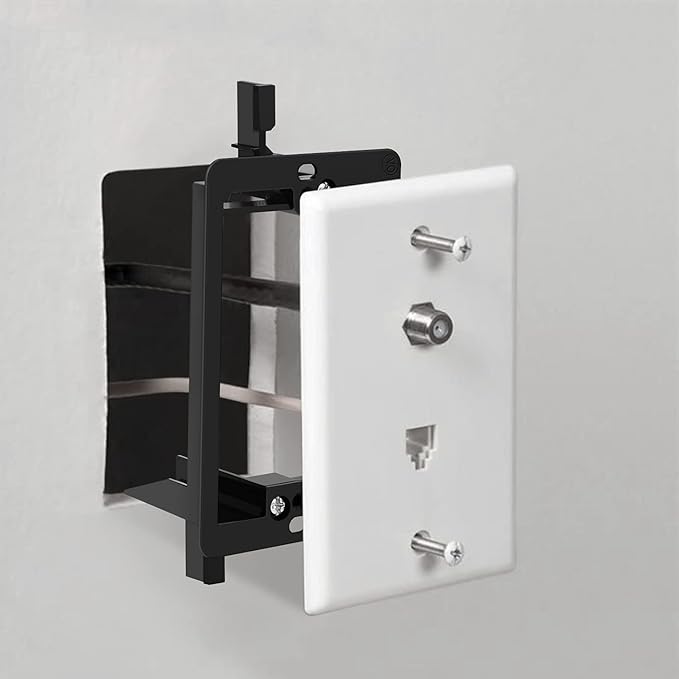 AV Wall Plate | Low Voltage Bracket | 1 Gang, Black  Easy Install