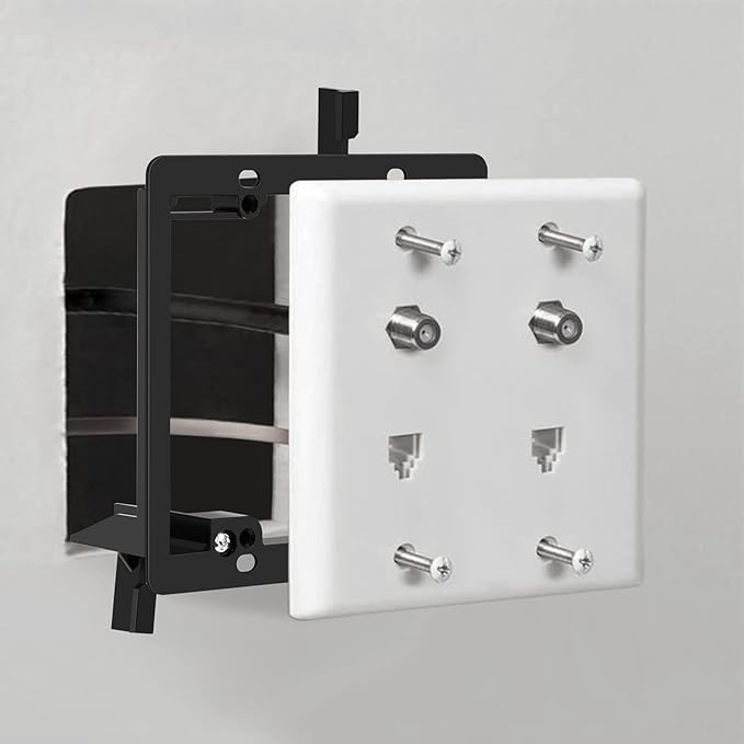 AV Wall Plate | Low Voltage Bracket | 2 Gang, Black  Easy Install