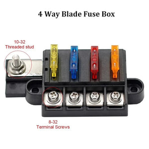 Conversions Tech 32V DC / 100A ABS 4 Way Fuse Block 30A 100A 4 Way Blade Fuse Box ATO/ATC Panel Mount Fuse Block for Car Boat Caravan