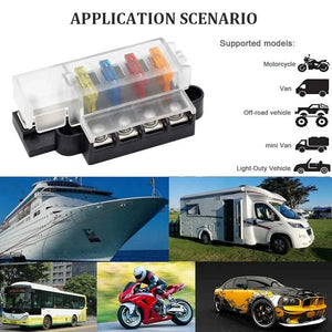 Conversions Tech 32V DC / 100A ABS 4 Way Fuse Block 30A 100A 4 Way Blade Fuse Box ATO/ATC Panel Mount Fuse Block for Car Boat Caravan