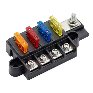 Conversions Tech 32V DC / 100A ABS 4 Way Fuse Block 30A 100A 4 Way Blade Fuse Box ATO/ATC Panel Mount Fuse Block for Car Boat Caravan