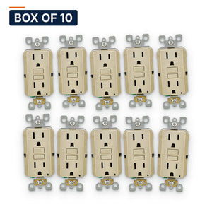 Conversions Tech Hardware > Power & Electrical Supplies > Power Outlets & Sockets Box of 10 ($15.89 ea) AC Outlet | 15 Amp GFCI Decorator Residential-Commercial (Almond)