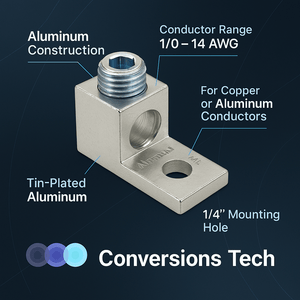 Conversions Technology Aluminum Single Barrel Connectors 14 AWG - 1/0 AWG - 1/4"