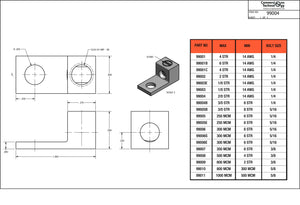 Conversions Technology Aluminum Single Barrel Connectors 14 AWG - 2/0 AWG - 1/4"