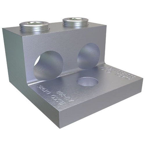 Conversions Technology Aluminum Two Barrel Connectors 300 kcmil min. to 800 kcmil max. 5/8 Inch Stud Size