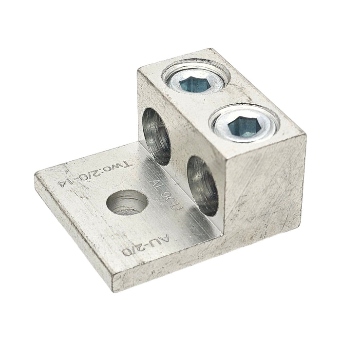 Conversions Technology Connectors Aluminum Two Barrel Connectors One-Hole Mount 14 AWG - 2/0 AWG - 1/4"
