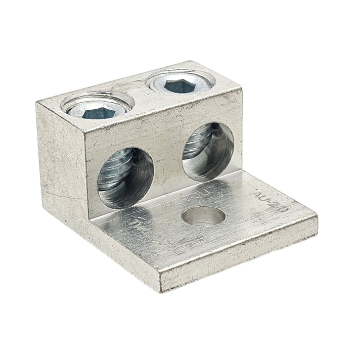 Conversions Technology Connectors Aluminum Two Barrel Connectors One-Hole Mount 14 AWG - 2/0 AWG - 1/4"
