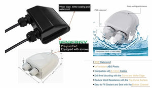 Conversions Tech Anti-UV ABS Solar Mount Solar Panel Cable Gland Dual Cable Entry Double Cable Feedthrough for RV Solar