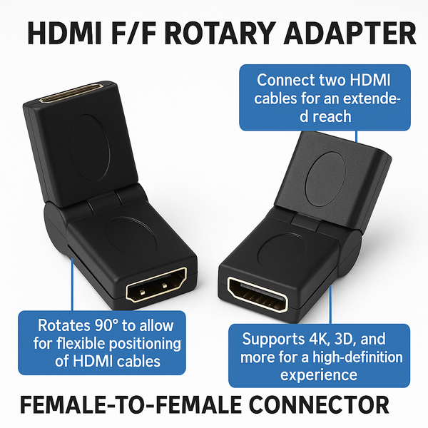Conversions Tech A/V Adapter Audio Video Adapter  |  HDMI Female  to  HDMI Female,  Rotating