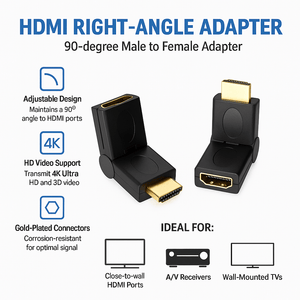 Conversions Tech A/V Adapter Audio Video Adapter  |  HDMI Female  to  HDMI Male,  Rotating