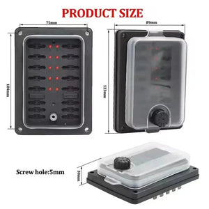 Conversions Tech 12 V / 100A Automotive DC12V LED Indicator ATC / ATO Blade Fuses Fuse Block 10 Way Fuse Box with LED for Auto Marine Car