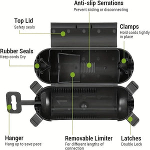 Conversions Tech 210mm*70mm Black Outdoor Waterproof Seal Housing Box Electric Extension Cords Safety Cover Extension Cord Cover Connection Box Outdoor