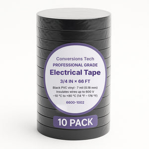 Conversions Tech Electrical > Accessories Black Vinyl Electrical Tape, Professional Grade, 10-Roll Pack | 6600-1002