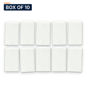 Conversions Tech Wall Plates Box of 10 ($0.41 ea) Blank Wall Plate, 1-Gang, White | Covers Unused Box | 5110-007