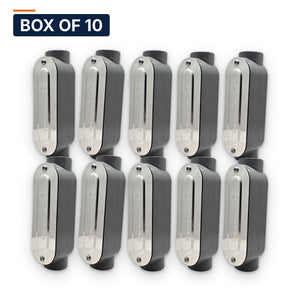 Conversions Tech Electrical > Conduit Fittings > Conduit Bodies Box of 10 ($10.79 ea) C Conduit Body 1-1/4 in. Threaded, Rigid/IMC, Copper-Free Aluminum, with Cover & Gasket | 675-30014