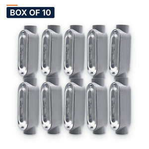 Conversions Tech Electrical > Conduit Fittings > Conduit Bodies Box of 10 ($3.19 ea) C Conduit Body 1/2 in. Threaded, Rigid/IMC, Copper-Free Aluminum, with Cover & Gasket | 675-30011