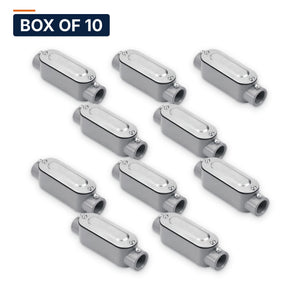 Conversions Tech Electrical > Conduit Fittings > Conduit Bodies Box of 10 ($6.79 ea) C Conduit Body 1 in. Set-Screw, EMT, Copper-Free Aluminum, with Cover & Gasket | 677-30013