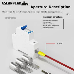 Conversions Tech C45 Copper silver plating terminal Circuit Breaker plug Pin-Shaped Cable Wire Lug Insert Crimp Terminal C45 Air Switch Lug