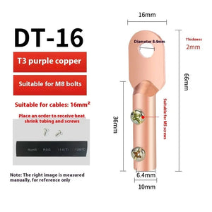 Conversions Tech DT-16 / 1Pcs Cable copper joint screw fixed copper wire nose copper aluminum transition terminal aluminum wire ear Crimp Terminal connector
