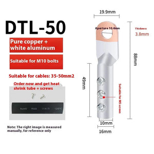 Conversions Tech DTL-50 / 1Pcs Cable copper joint screw fixed copper wire nose copper aluminum transition terminal aluminum wire ear Crimp Terminal connector