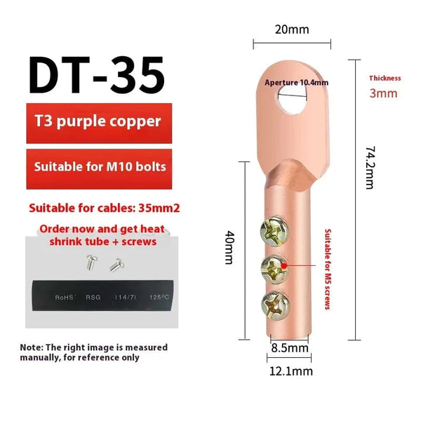 Conversions Tech DT-35 / 1Pcs Cable copper joint screw fixed copper wire nose copper aluminum transition terminal aluminum wire ear Crimp Terminal connector