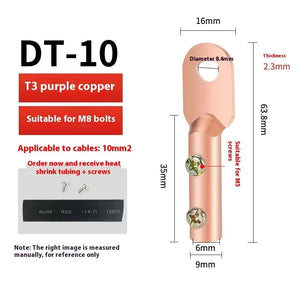 Conversions Tech DT-10 / 1Pcs Cable copper joint screw fixed copper wire nose copper aluminum transition terminal aluminum wire ear Crimp Terminal connector