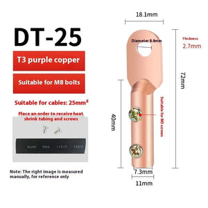Conversions Tech DT-25 / 1Pcs Cable copper joint screw fixed copper wire nose copper aluminum transition terminal aluminum wire ear Crimp Terminal connector