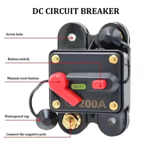Conversions Tech Car Audio 12V-24V DCInline Fuse Block Overload Motor Protector 12 Volt Circuit Breaker with Manual Reset  for Car SUV  Marine
