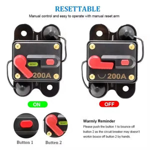 Conversions Tech Car Audio 12V-24V DCInline Fuse Block Overload Motor Protector 12 Volt Circuit Breaker with Manual Reset  for Car SUV  Marine