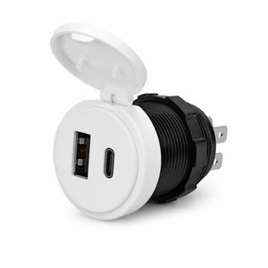 Conversions Tech Cables > USB Cables Car USB Charging Socket, 75W Dual Fast Charger, 12V, White | CT-MW-242-W