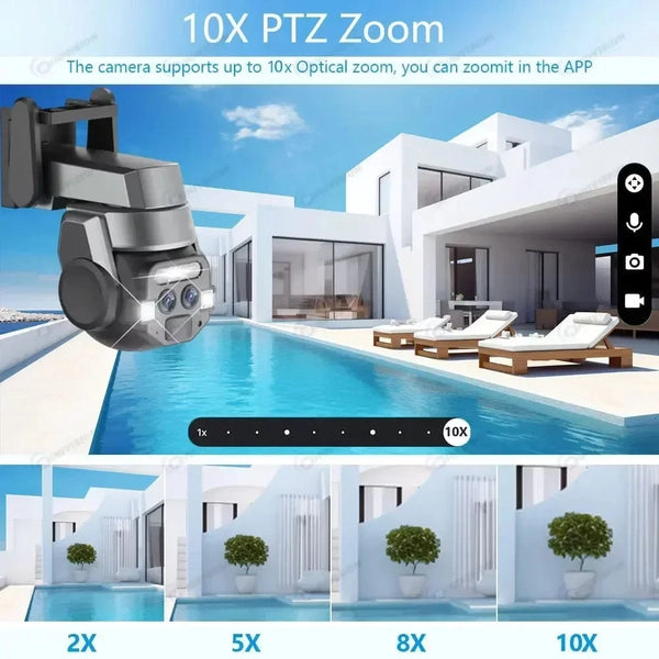 Conversions Tech Carecam Pro 4K 8MP Dual Lens Wireless Camera Human Detection 10X PTZ Zoom Color Night Vision CCTV  Intelligent Monitoring Camera