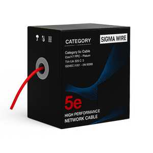 Sigma Wire & Cable Bulk Cat5e Cat5e CMP 1000ft  Box | Red | Bare Copper | Plenum |  Ethernet Cable