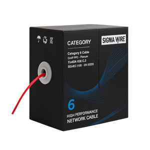 Sigma Wire & Cable Bulk Cat6 Cat6 CMR 1000ft Box | Solid Copper Riser | 23 Awg UTP Ethernet Cable | Red