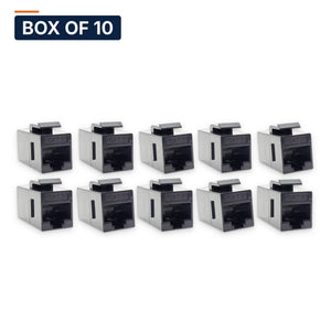Conversions Tech Keystone Box of 10 ($1.94 ea) Cat6 Keystone Coupler, RJ45 Female to Female, Black | 550 MHz UTP Feed-Through | 5100-039