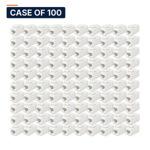 Conversions Tech Keystone Case of 100 ($1.59 ea) Cat6 Keystone Coupler, RJ45 Female to Female, White | 550 MHz UTP Feed-Through | 520-200