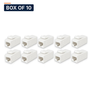 Conversions Tech Keystone Box of 10 ($1.94 ea) Cat6 Keystone Coupler, RJ45 Female to Female, White | 550 MHz UTP Feed-Through | 520-200