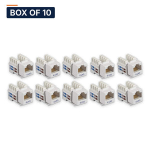 Conversions Tech Keystone Box of 10 ($1.94 ea) Cat6 Keystone Jack, 550 MHz, Punchdown, White | UTP, 110 IDC, TIA-568 Cat6 | 520-100
