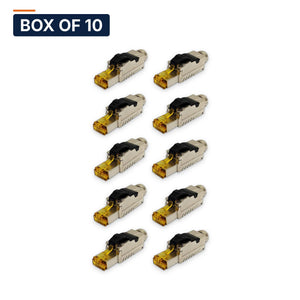Conversions Tech Modular Plug Box of 10 ($12.39 ea) Cat8 RJ45 Field-Terminable Plug, Shielded, Screw-Fit Boot | 8P8C, 40 Gbps 2000 MHz, Tool-Less | 950-801