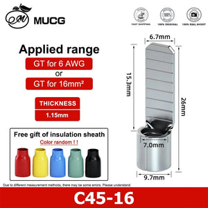 Conversions Tech C45-16 / 2pcs Circuit Breaker plug Pin-Shaped Cable Wire Lug Insert Crimp Terminal C45 Air Switch Lug C45 - 16 14 12 10 8 6 4 2 1 2/0 AWG