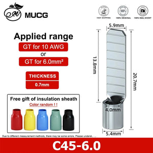 Conversions Tech C45-6 / 2pcs Circuit Breaker plug Pin-Shaped Cable Wire Lug Insert Crimp Terminal C45 Air Switch Lug C45 - 16 14 12 10 8 6 4 2 1 2/0 AWG