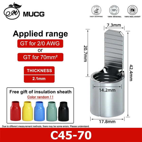 Conversions Tech C45-70 / 50pcs Circuit Breaker plug Pin-Shaped Cable Wire Lug Insert Crimp Terminal C45 Air Switch Lug C45 - 16 14 12 10 8 6 4 2 1 2/0 AWG