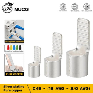 Conversions Tech Circuit Breaker plug Pin-Shaped Cable Wire Lug Insert Crimp Terminal C45 Air Switch Lug C45 - 16 14 12 10 8 6 4 2 1 2/0 AWG